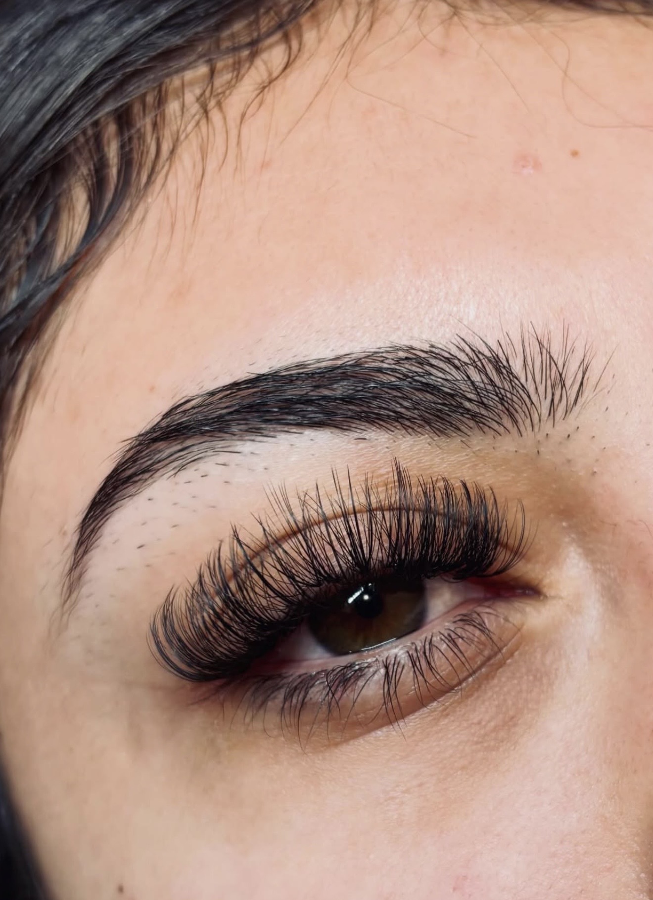Brow and lash extension finished look